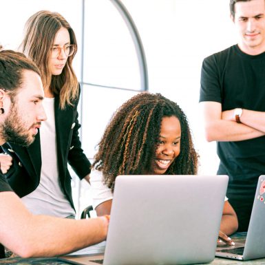 A group of professionals sharing ideas