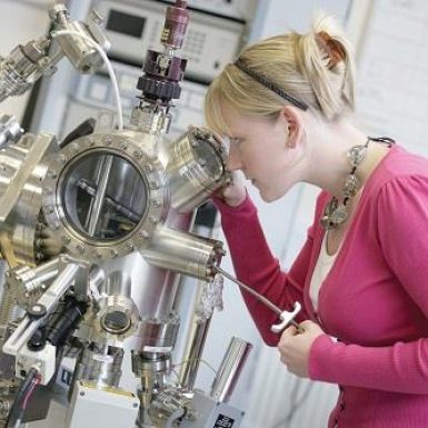 Life Sciences Lady with microscope