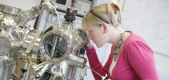 Life Sciences Lady with microscope