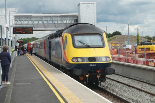 Train arriving at Market Harborough