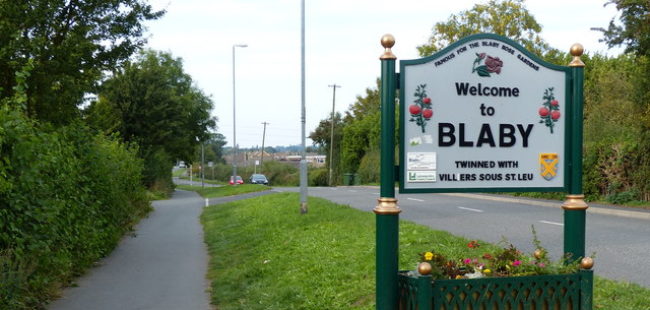 Welcome to Blaby sign