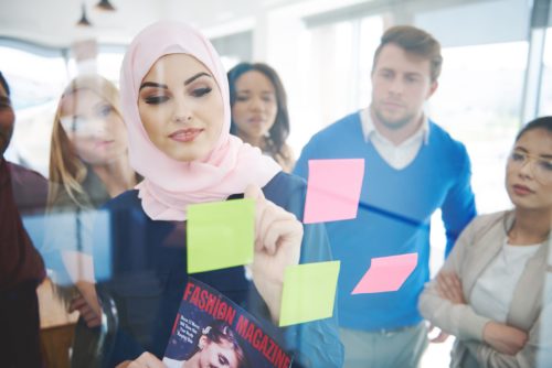 Muslim business womanin meeting with colleagues