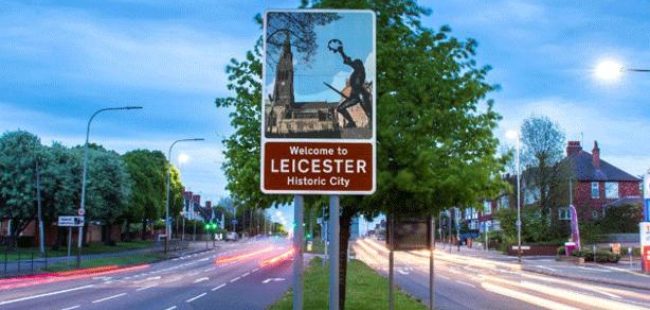 Leicester road sign