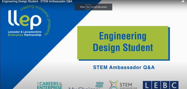 Engineering design student STEM ambassador title screen