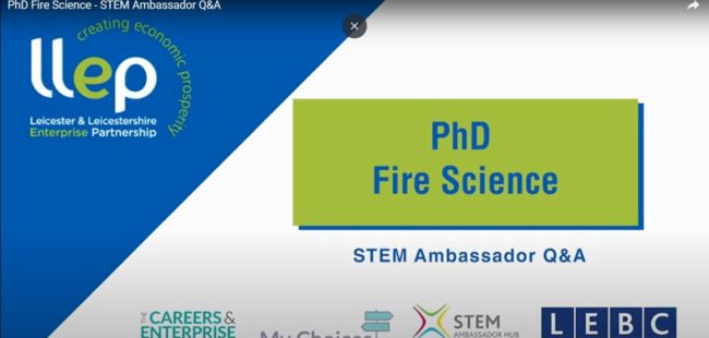 PHD Fire Science STEM ambassador title screen