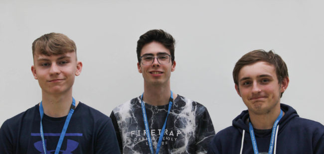 NWHC College students L-R Reece Todd, Frankie McCarthy, Jake Benson